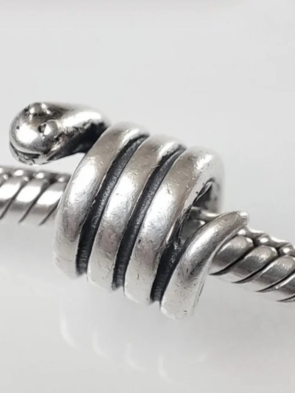 Authentic Pandora ALE 925 Sterling Silver Coiled Snake Bead Charm Retired Rare - Picture 2 of 6
